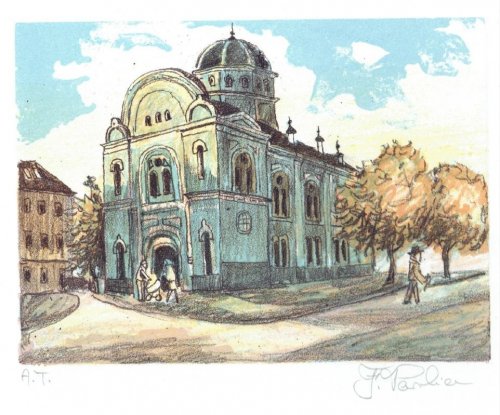 František Pavlica: grafický list - židovská synagoga